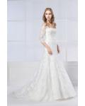  A-line Off-the-shoulder Half Sleeve Lace Sweep/Brush Train Wedding Dresses