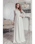 Reception Jewel Neckline Long Sleeve Lace Floor-length Long Chiffon Wedding Dresses with Keyhole Back