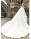 Illusion Lace Bodice A-line Satin Wedding Dress 